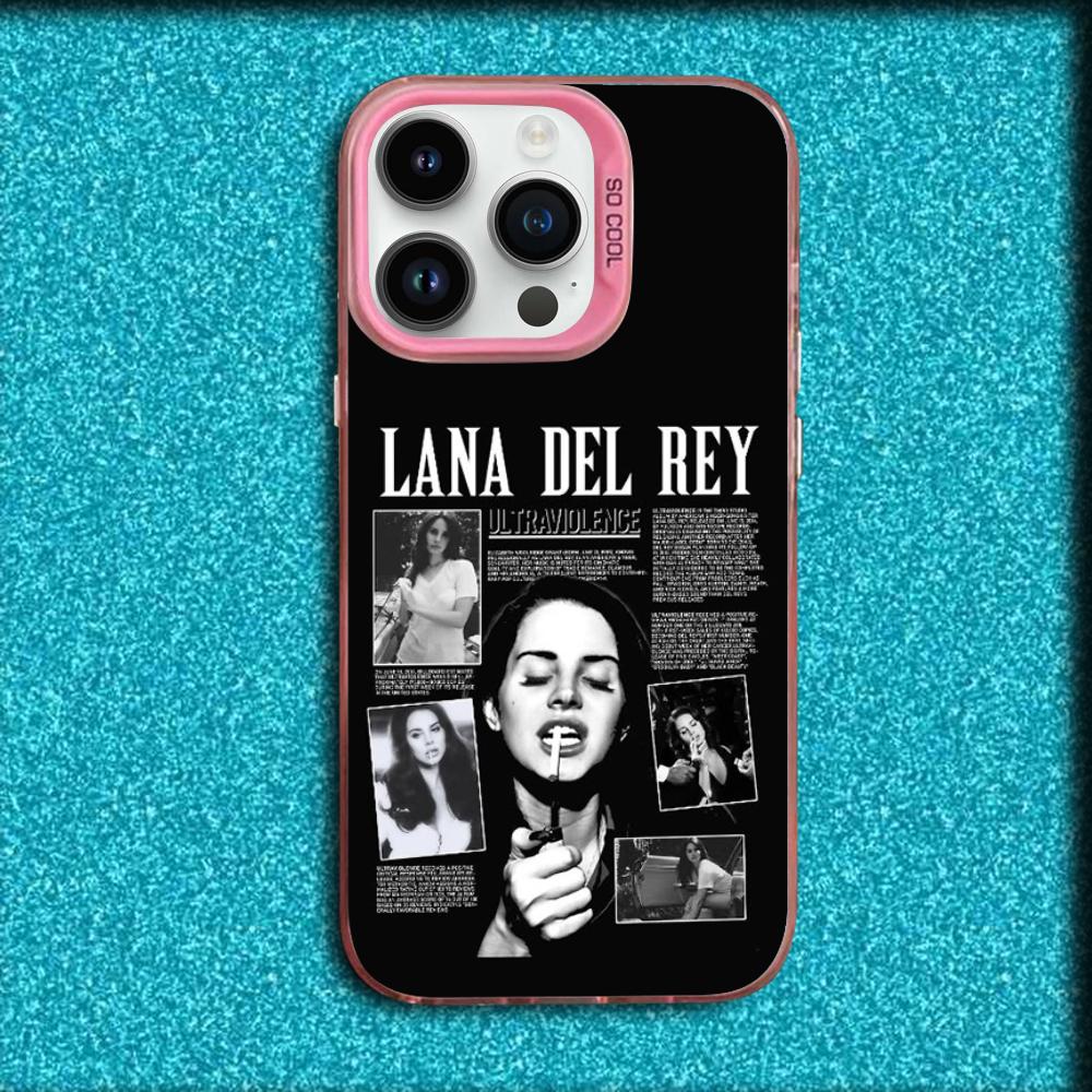 

L-Lana Del Rey Singer Phone Case For iPhone 16,15,14,13,12,11,Mini,Pro,MAX Pink Matte Silicone Cover iPhone13