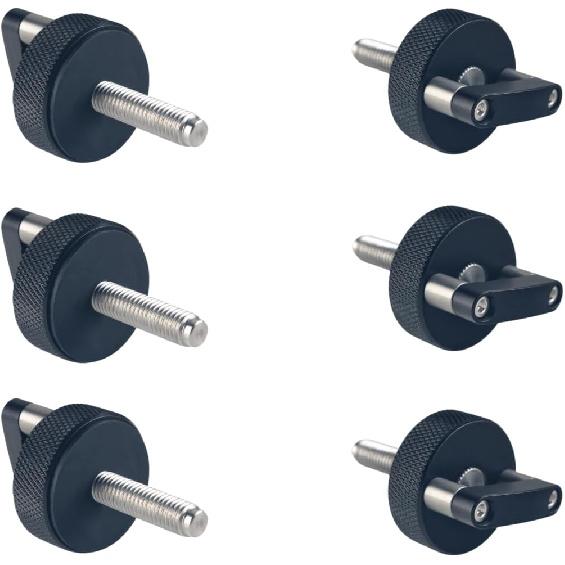 DEWHEL Aluminum 6Pcs Hard Top Bolts Quick Removal Fastener Thumb Screws W/D Ring Compatible With Jeep Wrangler JK JKU JL JLU JT