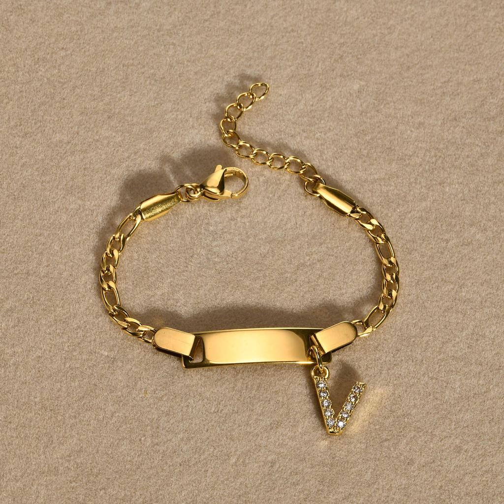 Stainless Steel Children'S Bracelet, Women'S Fashion 26 English Alphabet Jewelry, Simple Jewelry 798