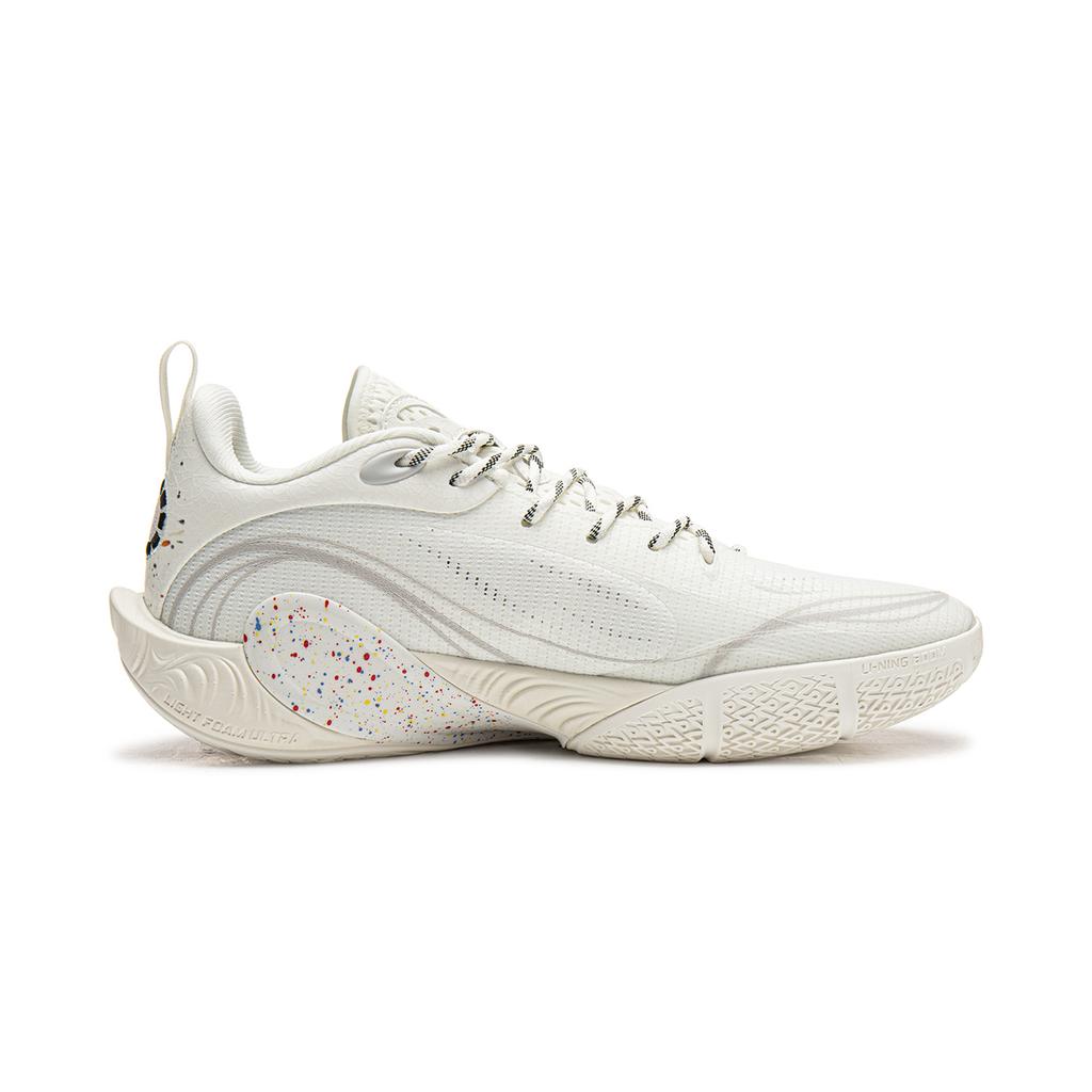 Li Ning DLO1 Cushioning Slip Resistant Abrasion Resistant Rebound Grip Low Top Basketball Shoes Men's Champagne White ABPV009-19
