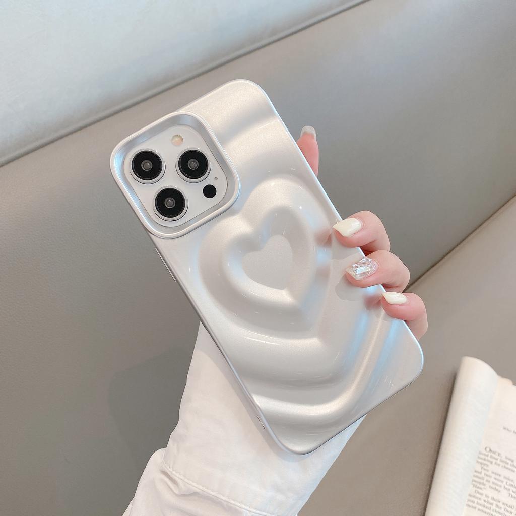 INS Glänzende Liebesherz Handyhülle Für iPhone 16 Plus 15 14 13 12 11 Pro Max Niedlich Mode 3D Wellenmuster Bumper Stoßfeste Hülle