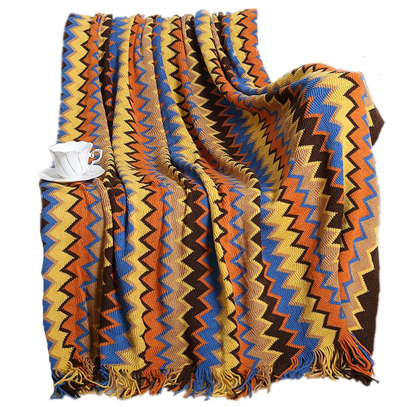 Bohemian Knitted Sofa & Bed Runner Throw Blanket - Summer Air Conditioning Nap Cover
