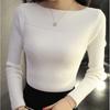 One-line Collar Knitted Sweater Bottoming Shirt Women's Slim Fit Fashion Top Tight Knit Sweater