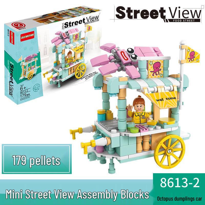 Lego-Compatible Street View Snack Street Mini City Building Toys for Kids - Creative Gifts for Boys & Girls