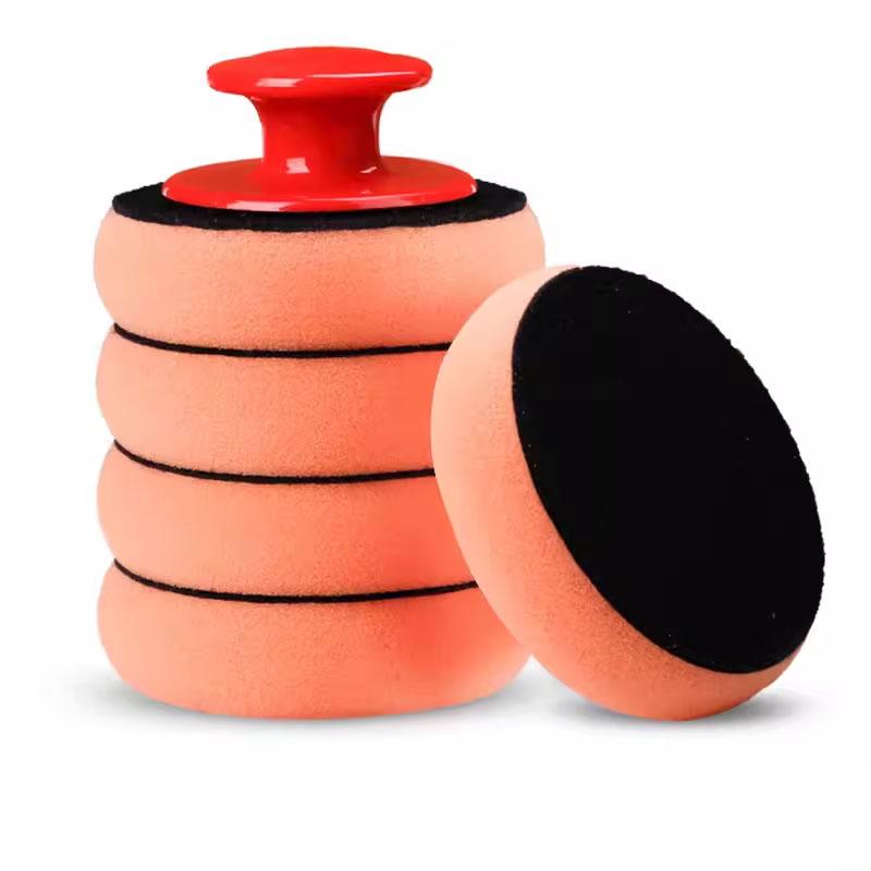 6 buc/set Set Tampoane Aplicatoare Ceară Auto cu Mâner Roșu Aplicatoare Moi din Burete Tampoane din Spumă pentru Ceruire pentru Lustruirea și Curățarea Mașinilor