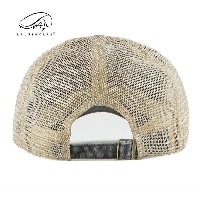 Spring and summer thin breathable mesh baseball cap men's fashion washed cotton cap sun protection visor beach