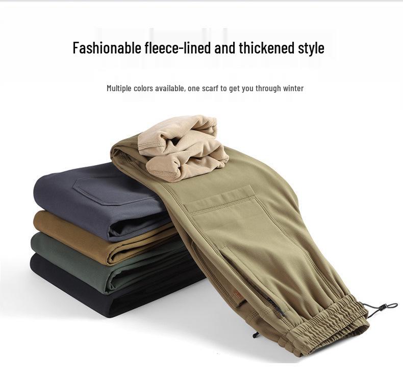 Couples' Fleece-Lined Windproof Softshell Pants: Women's Outdoor Joggers & Men's Warm Work Pants