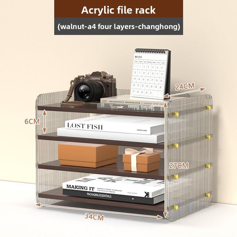 Modern Clear Acrylic Desktop Organizer Set Transparent Multipurpose File Holder Office Supply Storage Box Desk Shelf Display