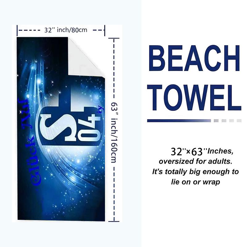 FC Schalke 04 Logo Print Beach Towel, Large Soft Quick Dry Towel for Beach Camping Swimming