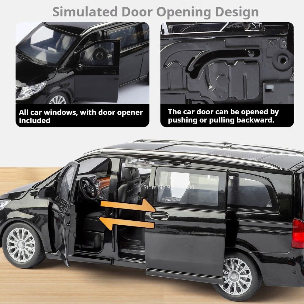 1:24 Scale V260L Vellfire Business Car Model Toy Metal Diecast Doors Opened MPV Models Sound Light Cars Collectible Item