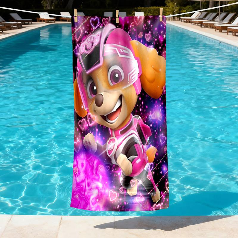 PAW Patrol Print Beach Towel Design, Soft, Lightweight. for Home Bathroom, Spa, Pool, Yoga, Surfing, Camping, Gift for Family, Friend