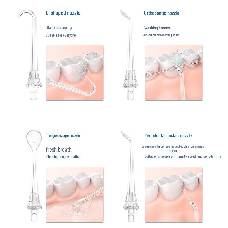 Prooral Transparent Orthodontic Water Flosser Nozzle Set (4-Pack)