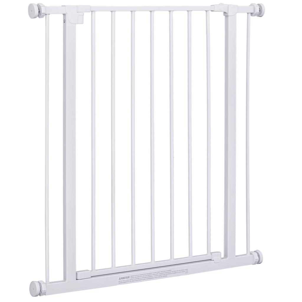 Cancello di Sicurezza Espandibile per Animali Facile Installazione con Supporti a Pressione Acciaio Resistente con Finitura Verniciata a Polvere Bianco 76x76-82cm