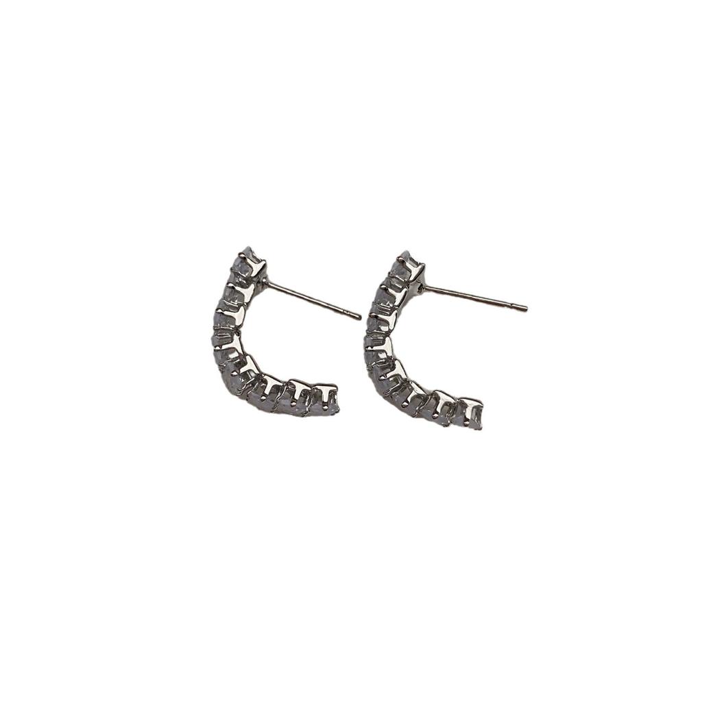 Super flash zircon earrings, high-end sense, exquisite light luxury, niche design, explosive earrings, Dongdaemun, Korea, versatile earrings.