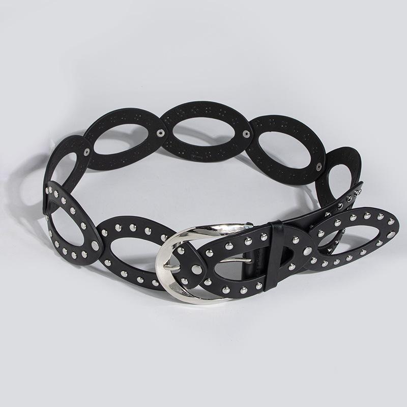 Belt for Women with High-end Belt for Women with Versatile Decorative Rivets Handsome Belt for Women with Belt Splicing Hot Girls Wide Belt