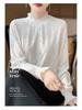 Ruffled Hem Knit Lace Long-Sleeve Spring Top, Fashionable for Outdoor Wear