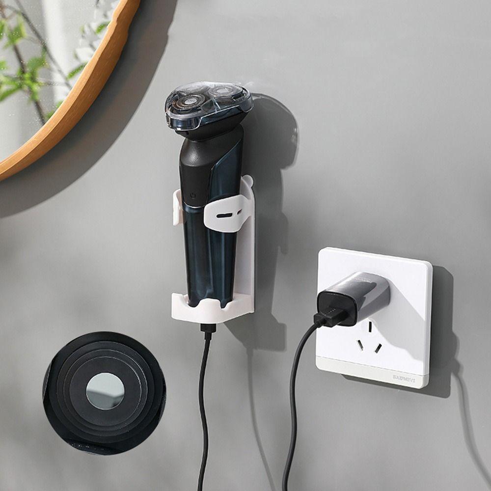 Self-Adhesive Razor Holder Non Perforated Shaver Storage Rack Wall Mounted Razor Rack for Bathroom