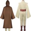 Obi Wan Kenobi Cosplay Adult Men Hooded Robe Jedi Knight Outfits Laku Tunic Costume Halloween Robe Hooded Uniform Full Set