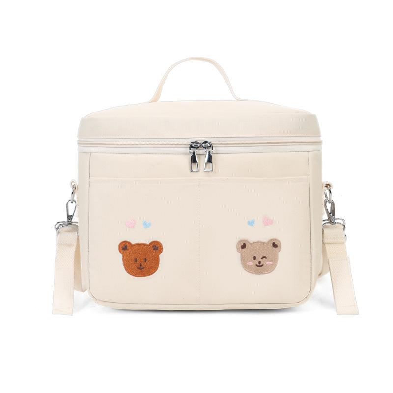 

Baby Stroller Nappy Bag Korea Cute Bear Embroidery Flower Mommy Bag Soft Maternity Shoulder Pack Portable Baby Diaper Organizer синій