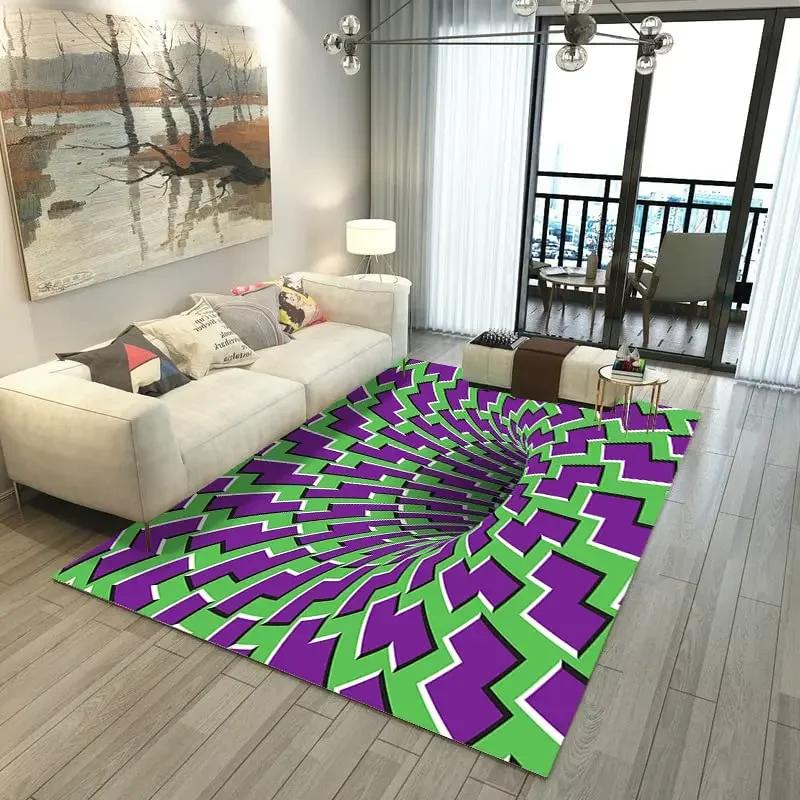 3D Vortex Illusion Carpet for Bathroom Living Room Sofa Table Decor Rugs Hallway Balcony Floor Mat Anti-slip Entrance Door Mat