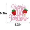 Berry First Birthday Decorations Banner Glitter Strawberry Happy 1st Banner Berry Birthday Cake Topper for Strawberry Theme Baby Shower y Party