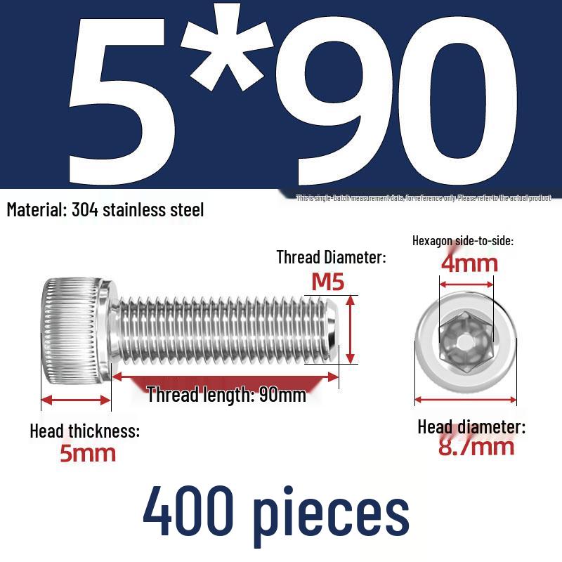 304 Stainless Steel Hex Socket Head Cap Screws, M2-M10, Extended Length