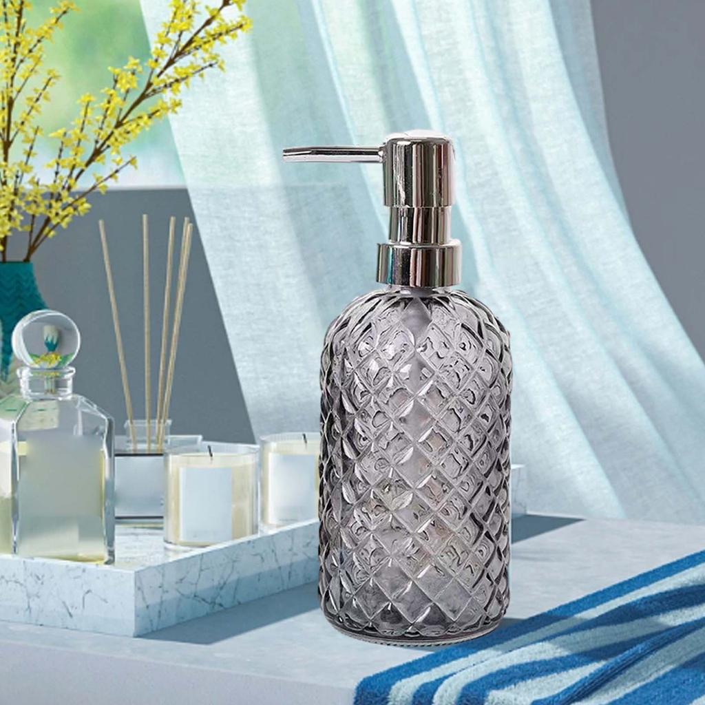 Glass Soap Dispenser Maual Liquid Soap Dispenser Bottle Refillable with 304 Stainless Steel Pump for Laundry Hotel Kitchen