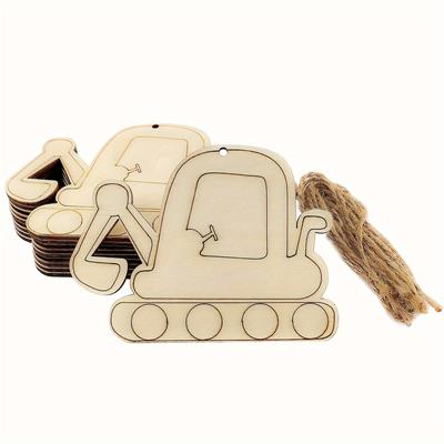30 Stück Unfertige Holz Ausbagger Ausschnitte Traktor Bastelarbeiten Fahrzeuge Farbe Holz LKW Hängeornamente DIY Geschenkanhänger