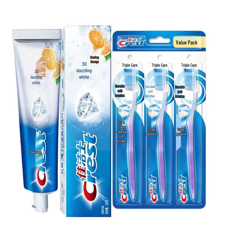 Crest 3D White Icy Orange Toothpaste & Triple Care Toothbrush Set