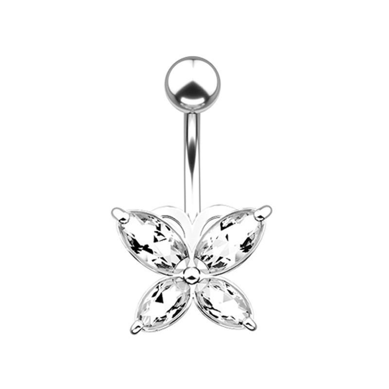 Retro Stainless Steel Titanium Belly Button Ring with Double Handcuffs Design