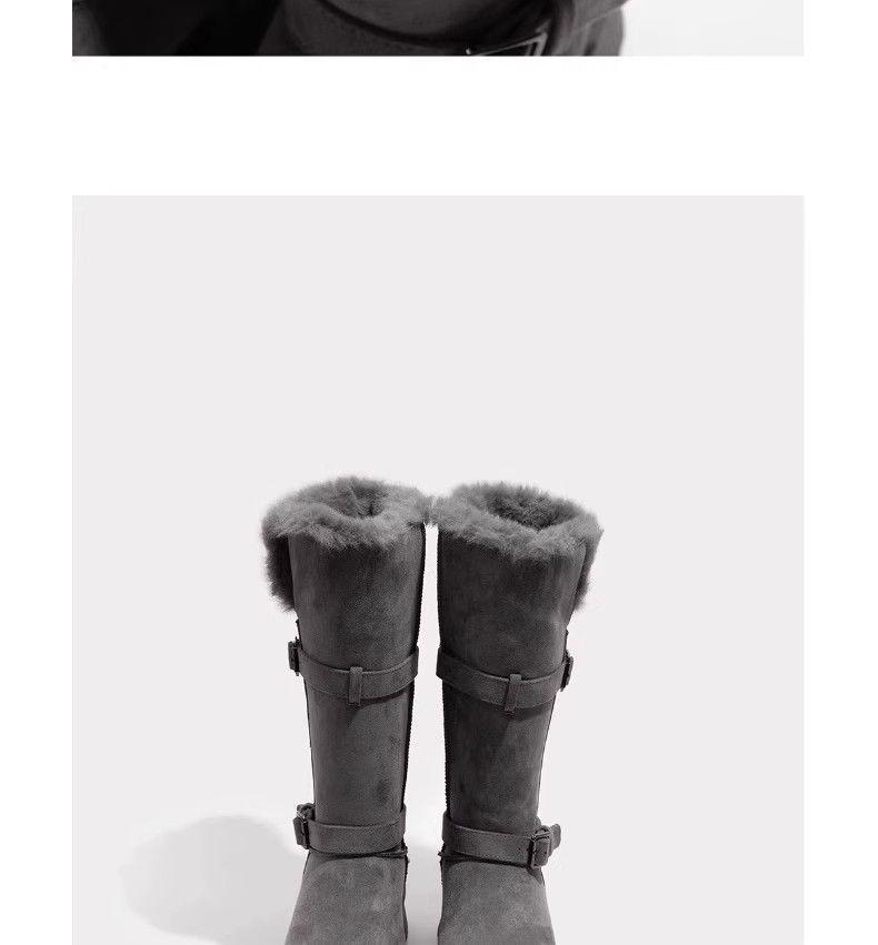Women's Mid-Calf Gray High-Top Snow Boots 2025 - Thick-Soled, Velvet-Lined Winter Footwear