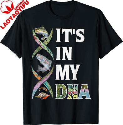 Its In My DNA Fishing TShirt Print Original Design Gifts T Shirts Cotton Unisexs Clothing Tops Funny Shirt Camisas Streetwear