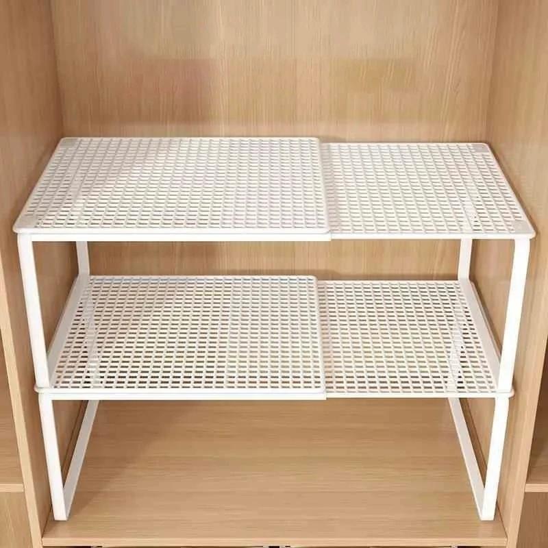 Expandable Closet Shelf Organizer Telescopic Wardrobe Storage Rack No Drill Adjustable Divider for Clothes Shoes Cabinets Home
