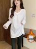 Plus Size Women's Thermal Fleece Long Sleeve Top - Autumn/Winter Warm Base Layer, Solid Color, 200 jin.