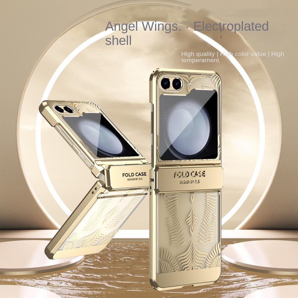 Capa de Dobradiça Totalmente Coberta Nova Textura Micro-fosca Ultrafina Galvanizada Para Samsung Z Flip 7 FE Galaxy Z Flip 6 5 4 Capa de Proteção