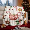 1pc Heavyweight 100% Polyester Flannel Blanket - & Tear-Resistant, All-Season Cozy Throw with Gingerbread Men, Candy Canes & Hot Cocoa Design In Red &
