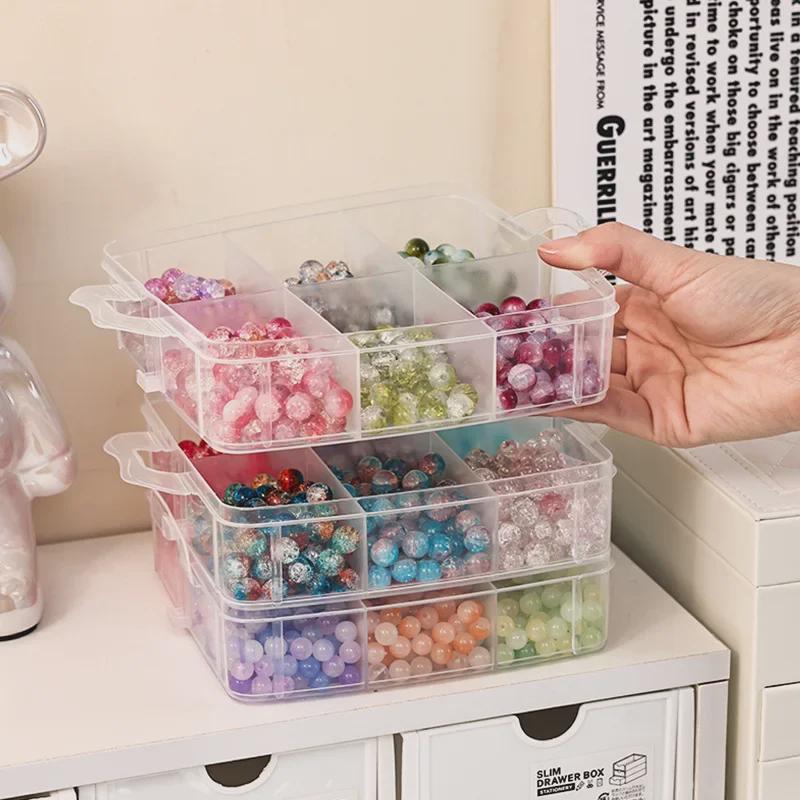 Transparent Portable Beaded Storage Box: Multifunctional Compartment for DIY Jewelry and Bracelet Accessories