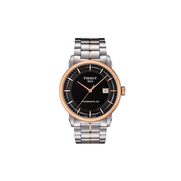 

TISSOT Men s Luxury Collection Watch T086.407.22.051.00 Black Dial Silver Strap