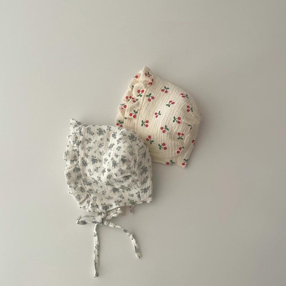 Floral Printed Sunshade Cap Breathable Princess Hat New Ear Protection Hat  Newborn