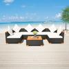 VidaXL Garden Lounge Set 7 Pcs with Cushions Wicker Resin Black