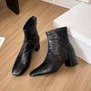 French Elastic Thick Heel Thin Boots Women's Autumn and Winter Fashion Martin Boots 2025 Temperament Korean Version of Small Naked Boots Fashion Ver