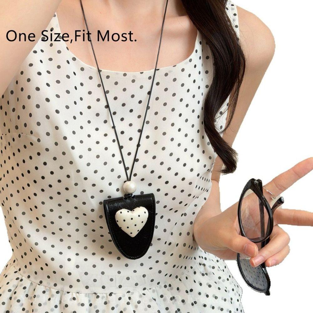 Leather Eyeglasses Storage Bag Pendant Decorative Glasses Clip New Wearable Eyewear Holder