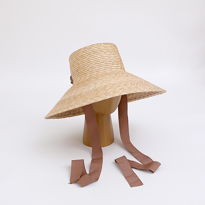 Women's Wide Brim Straw Hat with Ribbon for Beach Vacation and Sun Protection