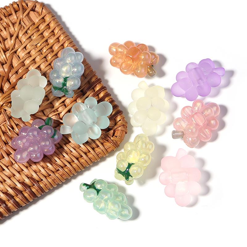 10Pcs Color Acrylic Beads Lovely Grape Shape Loose Spacer Beads for Jewelry Making DIY Bracelet Phone Chain Ornament Accessories