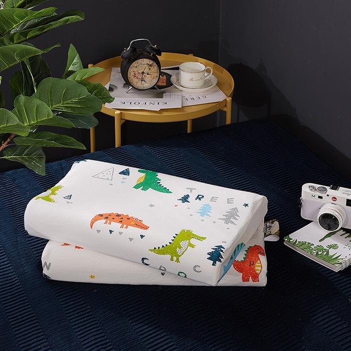 Natural Children Latex Pillow Soft Cotton Cartoon Kids Neck Support Gift For Toddler Preschool Baby Bedding