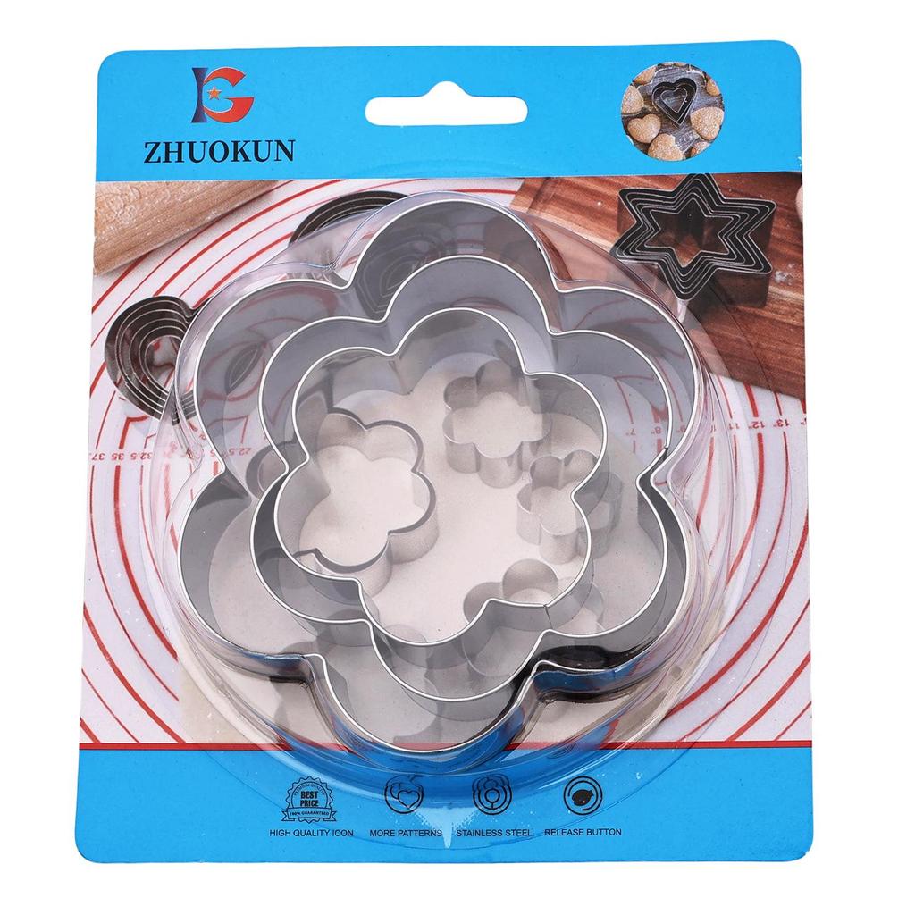 Stainless Steel Cookie & Fruit Cutter Set - Pentagram, Four-Pointed Star, Heart, Square, Rectangle Shapes