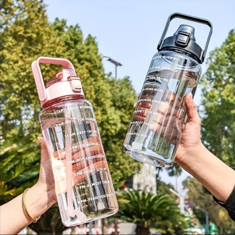 2L BPA-Free Water Bottle] 1pc PPSU Water Bottle with Time Marker, Straw & Handle - Large Capacity, BPA-Free Hydration Jug