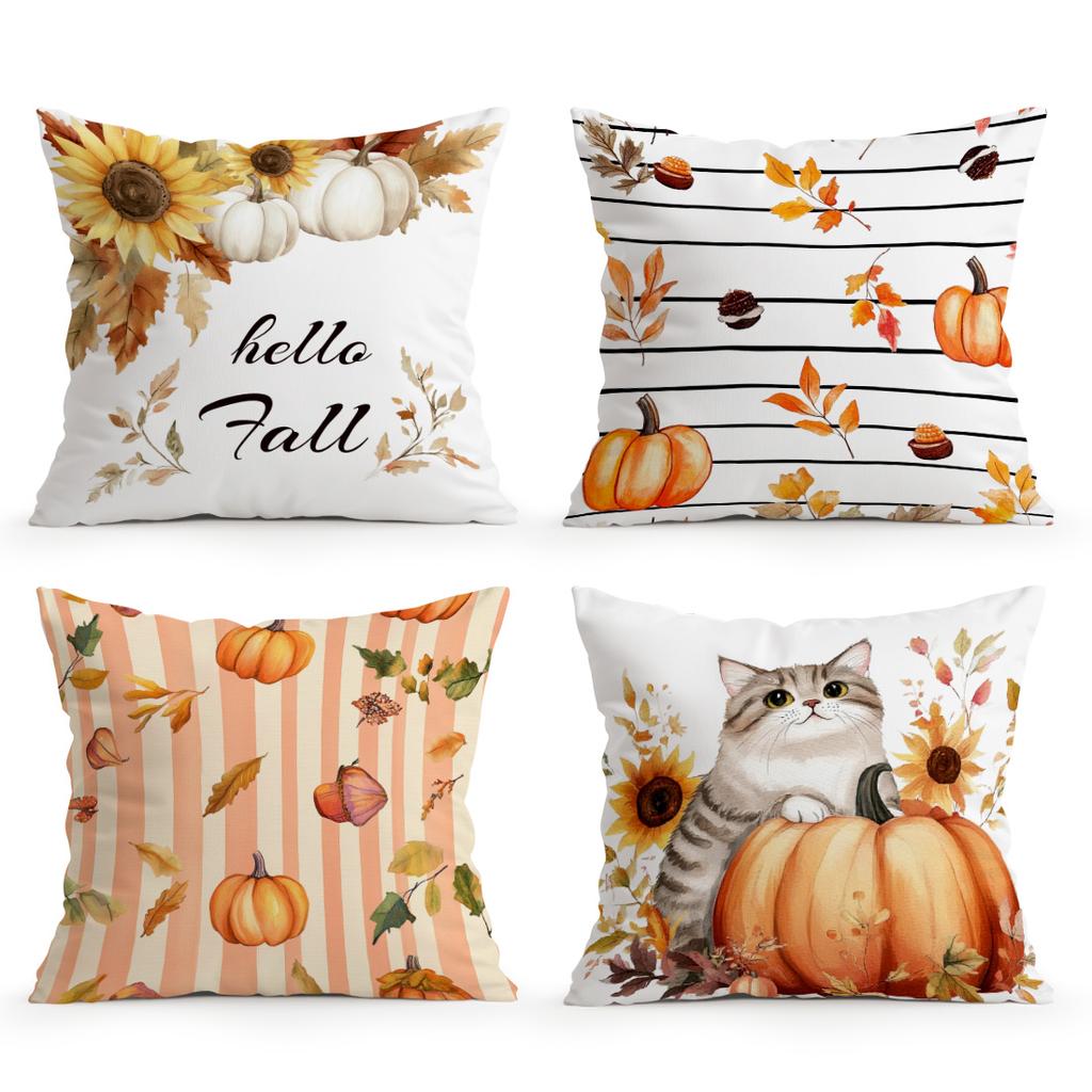 Cat Pumpkin Maple Leaf Cushions Pillowcase Polyester Cushion Cover Throw Pillow Sofa Decoration Pillowcover Home Decor