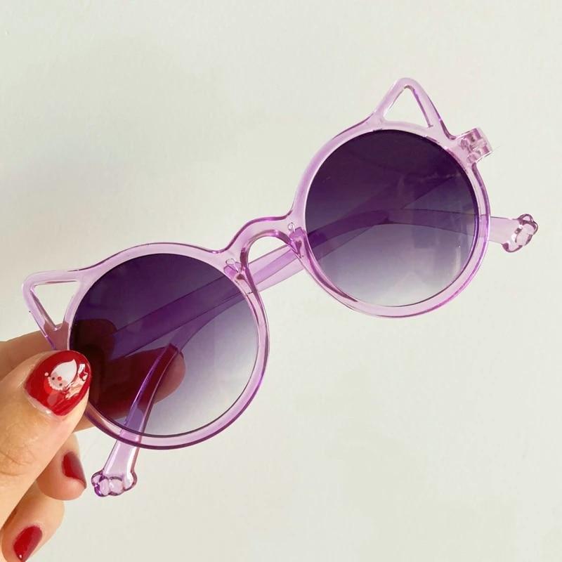 Cute Cat Ear Sunglasses for Girls Boys Vintage Cartoon Animal Sun Protection Outdoor Eye Wear Children Fashion Accessories