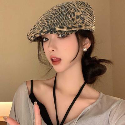American Leopard Print Hat Spring and Autumn Retro Hat Women's Casual Versatile Hat Personalized Cap